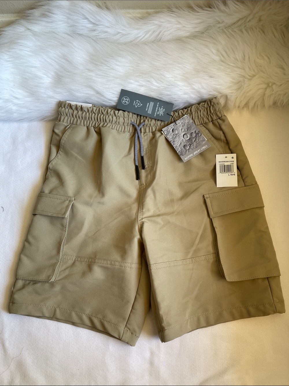 Sovereign Code Boys Cargo Shorts - Khaki/Tan Various Sizes. NWT.